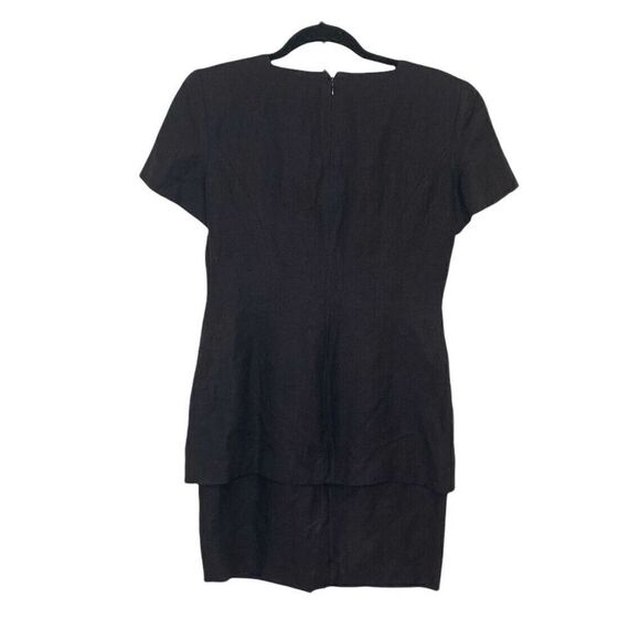 Ann Taylor Petites Sz 4 80s Black Double Breast Button Blazer Skirt Style Dress - Picture 6 of 12